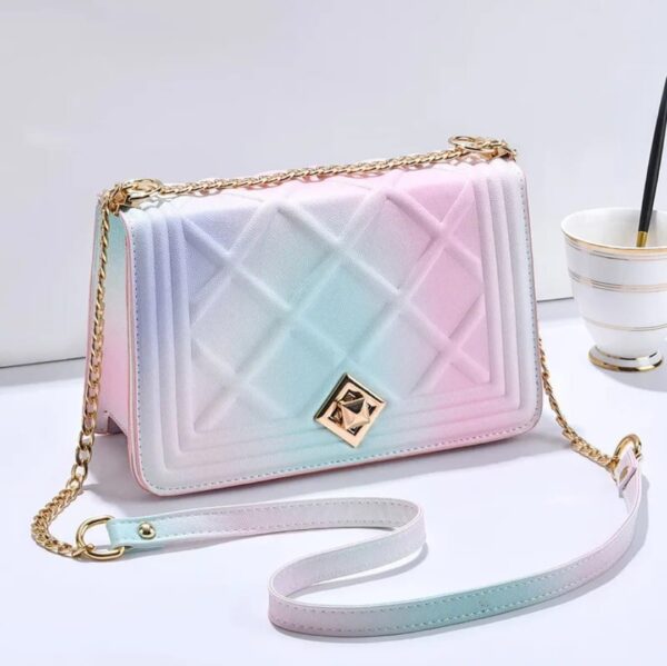 Bolsa Elegante/Juvenil Diamante Para Mujer Negro|Gris/Azulado|Unicornio/colores - Imagen 4