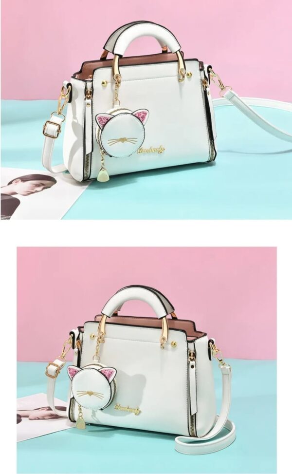 Bolsa Para Mujer Elegante/Juvenil Gato-beige - Imagen 5