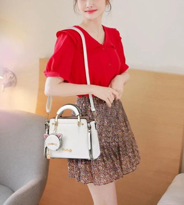 Bolsa Para Mujer Elegante/Juvenil Gato-beige - Imagen 12
