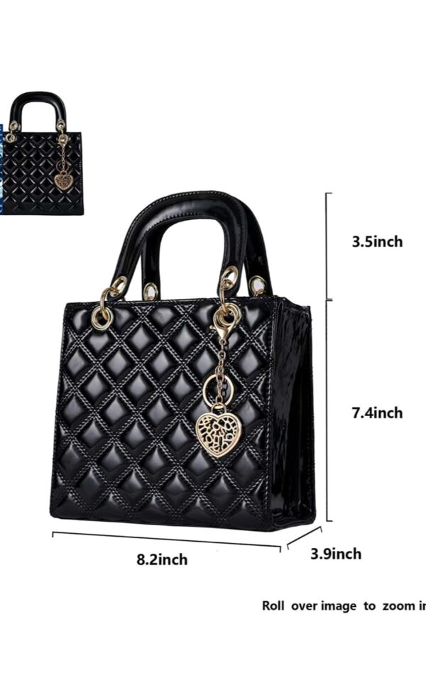 Bolsa Charol Cuadrada Elegante/Juvenil Para Mujer Negro - Imagen 6