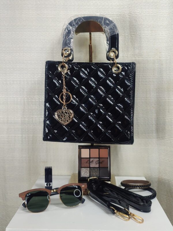 Bolsa Charol Cuadrada Elegante/Juvenil Para Mujer Negro - Imagen 4
