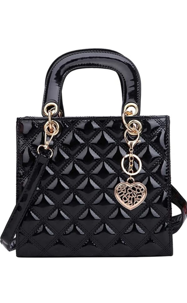 Bolsa Charol Cuadrada Elegante/Juvenil Para Mujer Negro
