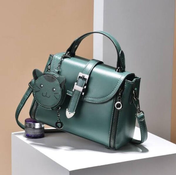 Bolsa Elegante/Juvenil  Gato Verde Para Mujer - Imagen 2