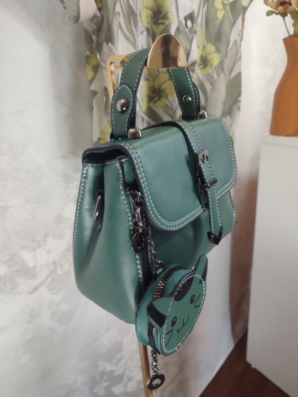 Bolsa Elegante/Juvenil  Gato Verde Para Mujer - Imagen 7