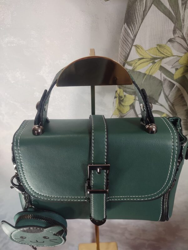 Bolsa Elegante/Juvenil  Gato Verde Para Mujer - Imagen 8