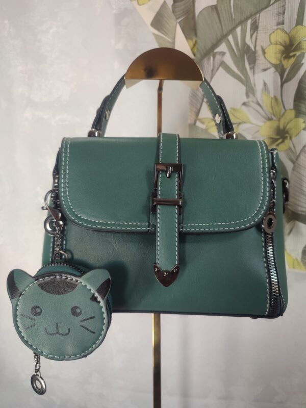 Bolsa Elegante/Juvenil  Gato Verde Para Mujer - Imagen 5