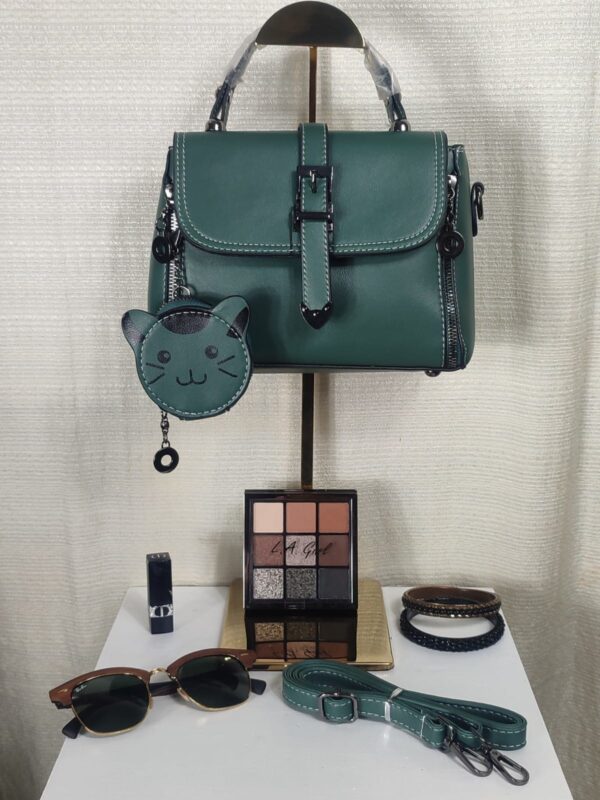 Bolsa Elegante/Juvenil  Gato Verde Para Mujer - Imagen 3