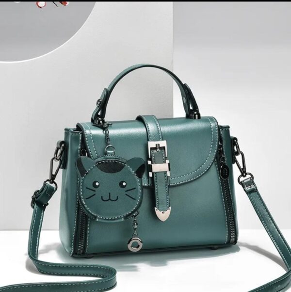 Bolsa Elegante/Juvenil  Gato Verde Para Mujer