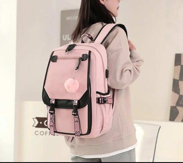 Mochila Escolar/Casual/Viaje Mujer/Hombre - Niña/Niño Azul-Negro-Rosa - Imagen 4